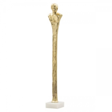 Artekko Marble Χρυσή Μεταλλική Διακοσμητική Προτομή με Μαρμάρινη Λευκή Βάση (14x14x81.3)cm