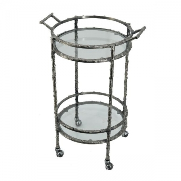 Artekko Cart Twig Ασημί Μεταλλικό Βοηθητικό Τρόλεϊ Μπαρ με 2 Επίπεδα (41x51x76)cm