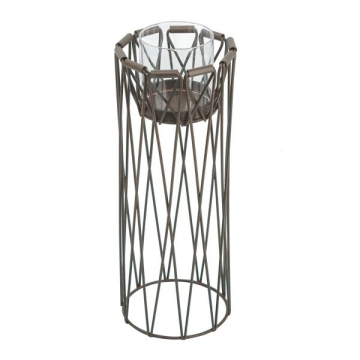 Artekko Candle Holder Καφέ Μεταλλικό Κηροπήγιο (14x14x33)cm