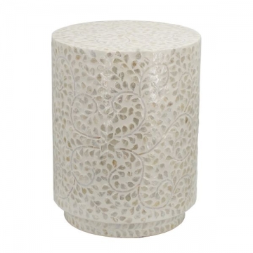 Artekko Ivory Τραπέζι Βοηθητικό Σκαμπό MDF Capiz Μπεζ (35x35x45)cm