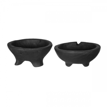 Artekko Woody Μαύρα Διακοσμητικα Μπολ από Ξύλο Teak (15x15x6)cm 2pcs