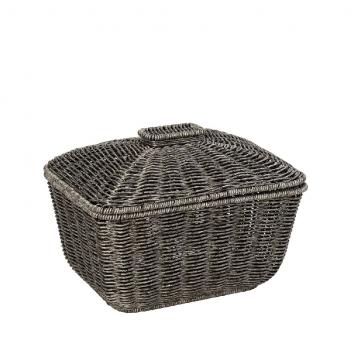ΚΑΛΑΘΙ ΟΡΘ. ΜΕ ΚΑΠ. SYNTH. RATTAN ΓΚΡΙ 30Χ22Χ23ΕΚ