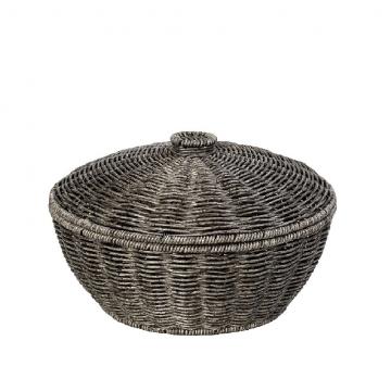 ΚΑΛΑΘΙ ΣΤΡΟΓΓ. ΜΕ ΚΑΠ. SYNTH. RATTAN ΓΚΡΙ 28Χ28Χ18ΕΚ