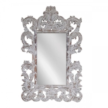 Artekko Mirroki Ξύλινος Λευκός Πατίνα Σκαλιστός Καθρέπτης Τοίχου (120x90)cm