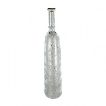 Artekko Silver Διακοσμητικό Βάζο Αντικέ Γυαλί Ασημί (15x15x76)cm
