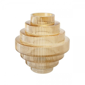 Artekko Fluted Κίτρινο Ημιδιάφανο Διακοσμητικό Βάζο με Ραβδώσεις (23x23x25)cm