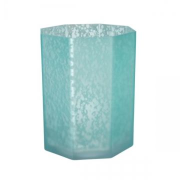 Artekko Frosted Γαλάζιο Γυάλινο Κηροπήγιο (13x13x15)cm