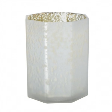 Artekko Frosted Λευκό Γυάλινο Κηροπήγιο (13x13x15)cm