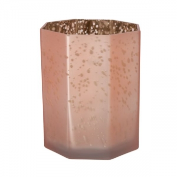 Artekko Frosted Ροζ Γυάλινο Κηροπήγιο (13x13x15)cm