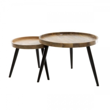 Artekko Attari Καφέ Βοηθητικά Τραπέζια από Ξύλο Teak (60x60x45)cm (45x45x38.5)cm