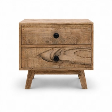 Artekko Attari Καφέ Κομοδίνο με 2 Συρτάρια από Ξύλο Teak (50x35.5x45.5)cm