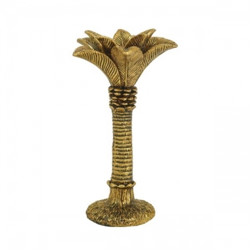 Artekko Palm Tree Χρυσό Διακοσμητικό Κηροπήγιο Ρητίνης (14.5x14.5x26.5)cm