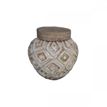 Artekko Eshaab Βαζο/Δοχείο με Καπάκι Κεραμικό Μπεζ (14.5x14.5x15)cm