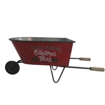 Artekko Xmas Planter Κόκκινο Μεταλλικό Διακοσμητικό Καρότσι (69x25x28)cm