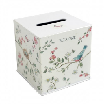 Artekko Napkin Holder Λευκή Μεταλλική Θήκη για Χαρτοπετσέτες με Σχέδια (12.5x12.5x13)cm