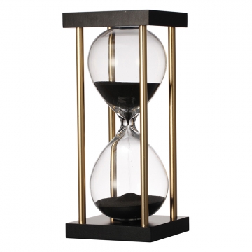 Artekko Hourglass Γυάλινη Διακοσμητική Κλεψύδρα σε Βάση με Μαύρη Άμμο (8.5x8.5x19.5)cm