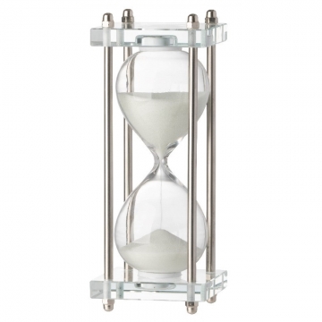 Artekko Hourglass Γυάλινη Διακοσμητική Κλεψύδρα σε Βάση με Λευκή Άμμο (7.6x7.6x20.5)cm