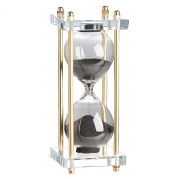 Artekko Hourglass Γυάλινη Διακοσμητική Κλεψύδρα σε Βάση με Μαύρη Άμμο (7.6x7.6x20.5)cm