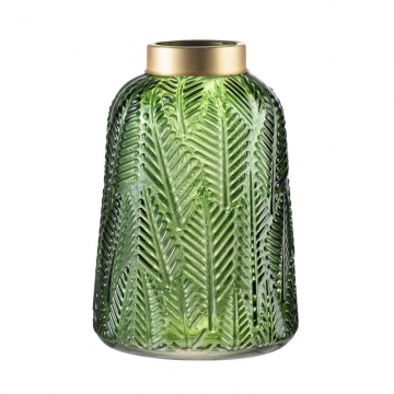 Artekko Palm Διακοσμητικό Βάζο Γυάλινο Πράσινο Χρυσό (17x17x24.5)cm