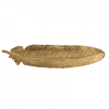 Artekko Leaf Χρυσή Διακοσμητική Πιατέλα Ρητίνης σε Σχήμα Φύλλου (19x3x49)cm