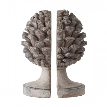 Artekko Pine Cone Γκρι Βιβλιοστάτες Ρητίνης με Κουκουνάρα (23.5x18.5x15.5)cm 2pcs