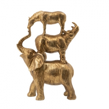 Artekko Animal Μπρονζέ Επιτραπέζιο Διακοσμητικό με Ζώα από Ρητίνη (26.5x12x36)cm