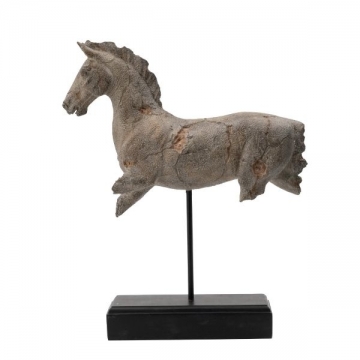 Artekko Statue Γκρι Επιτραπέζιο Διακοσμητικό Γλυπτό Αλόγου σε Βάση από Ρητίνη (36x11x43)cm