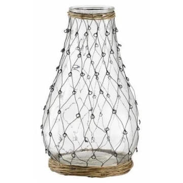 Artekko Clear Διάφανο Γυάλινο Βάζο με Μεταλλικό Πλέγμα (26x26x46)cm