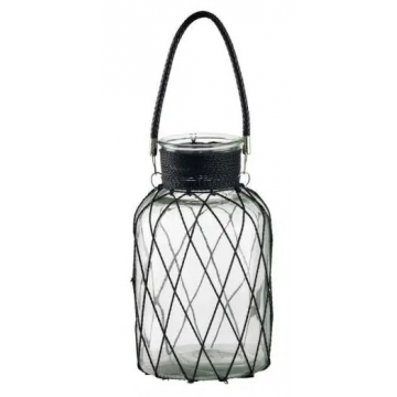 Artekko Clear Βάζο/Φανάρι Διάφανο Γυάλινο με Μεταλλικό Πλέγμα (17.5x17.5x30.5)cm