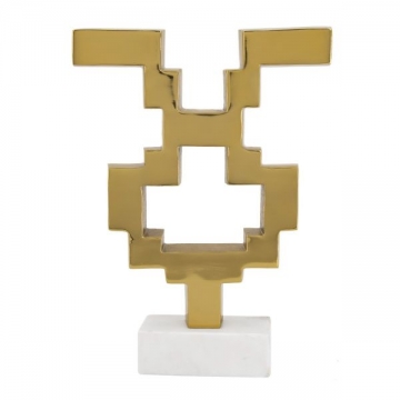 Artekko Marble Χρυσό Μεταλλικό Διακοσμητικό Γλυπτό σε Λευκή Μαρμάρινη Βάση (28x7.6x38.5)cm