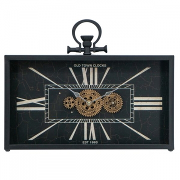 Artekko Clock Μαύρο Μεταλλικό Επιτραπέζιο Ρολόι με Μηχανισμό (45x8x33)cm