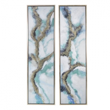 Artekko Glitter Πολύχρωμοι Πίνακες με Καμβά σε Κορνίζα (50x3.7x180)cm 2pcs