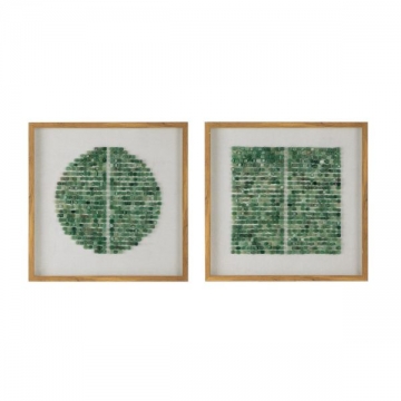 Artekko Mosaic Πίνακες με Διακοσμητικές Πράσινες Πέτρες σε Ξύλινη Κορνίζα (60x60x3)cm 2pcs