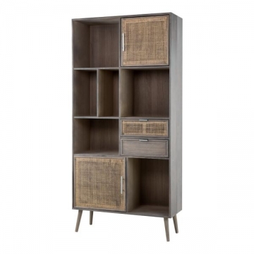 Artekko Cons Καφέ MDF Μπουφές με Ψάθα (90x37x189)cm
