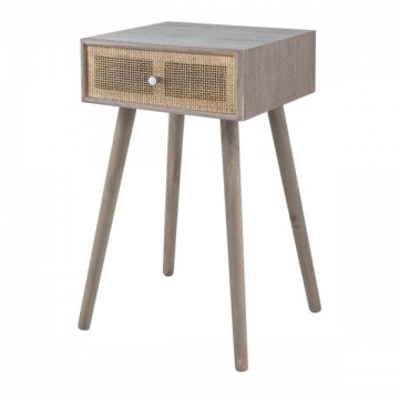 Artekko Cons MDF Κομοδίνο με Ψάθα σε Φυσική Απόχρωση (40x37x70)cm
