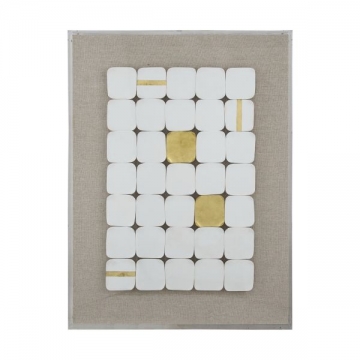Artekko Mosaic Μπεζ Διακοσμητικός Πίνακας με Λευκή Κεραμική Τεχνοτροπία σε Plexiglass Κορνίζα (60x4x80)cm