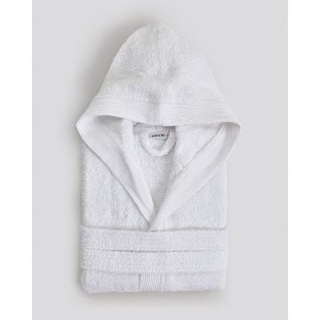 Unisex Βαμβακερό Πετσετέ Μονόχρωμο Μπουρνούζι με Πλισέ Γιακά & Κουκούλα Rease XX Large Άσπρο