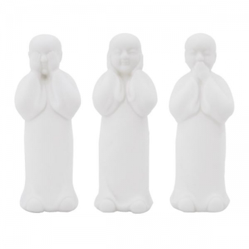 Artekko Buddha Monks Λευκά Επιτραπέζια Διακοσμητικά με Μοναχούς από Ρητίνη (9x7.5x25)cm 3pcs