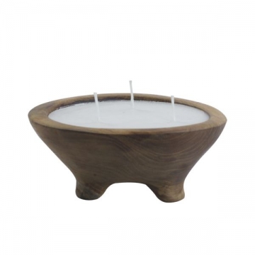 Artekko Woody Μπολ Διακοσμητικό με Κερί Σόγιας από Ξύλο Teak (15x15x6)cm