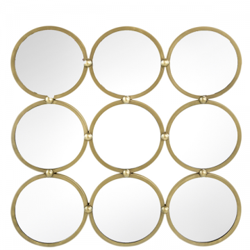 Artekko Mirror Μεταλλικός Χρυσός Καθρέπτης Τοίχου με Κύκλους (69x3.5x69)cm
