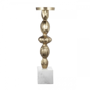 Artekko Marble Κηροπήγιο σε Βάση Μέταλλο Μάρμαρο Λευκό Χρυσό (11.5x11.5x43.5)cm