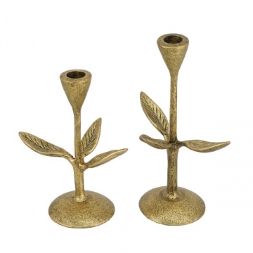 Artekko Holder Κηροπήγιο Μεταλλικό Χρυσό (15x10x18)cm (15x10x23)cm Σετ/2