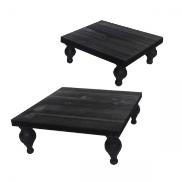Artekko Woody Riser Μαύρα Ξύλινα Πλατό Σερβιρίσματος (30x30x11)cm 2pcs