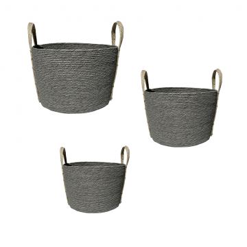 ΚΑΛΑΘΙ SYNTH. RATTAN ΣΤΡΟΓΓ. SET/3 ΓΚΡΙ 35X25/30X20/25X15EK.