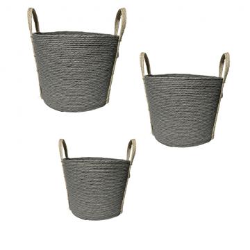 ΚΑΛΑΘΙ SYNTH. RATTAN ΣΤΡΟΓΓ. SET/3 ΓΚΡΙ 35X30/30X25/25X20EK.