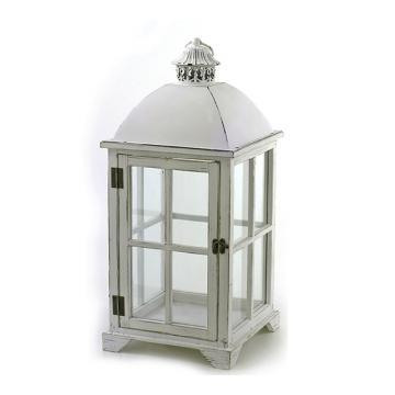Ξύλινο φανάρι πατίνα λευκό 57,5cm