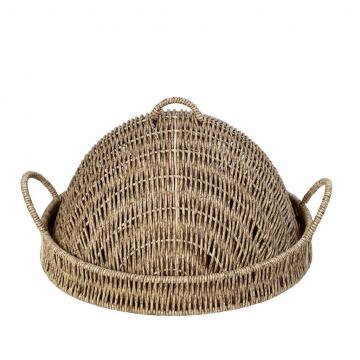 ΔΙΣΚΟΣ ΣΤΡΟΓΓ. ΜΕ ΚΑΠ. SYNTH. RATTAN ΜΠΕΖ 32Χ32Χ17ΕΚ