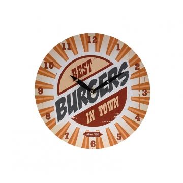 Ρολόι Τοίχου 2 σχέδια (Hamburger) 28cm
