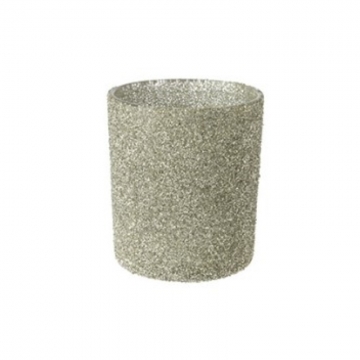 Κηροπήγιο ρεσό, γυάλινο glitter, πράσινο 10cm