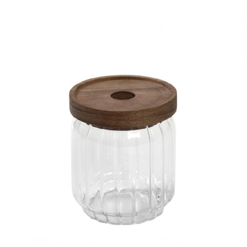 ΓΥΑΛΙΝΟ ΔΟΧΕΙΟ ΜΕ ΞΥΛ. ΚΑΠΑΚΙ ΑΚΑΚΙΑΣ 500ML 9X10EK